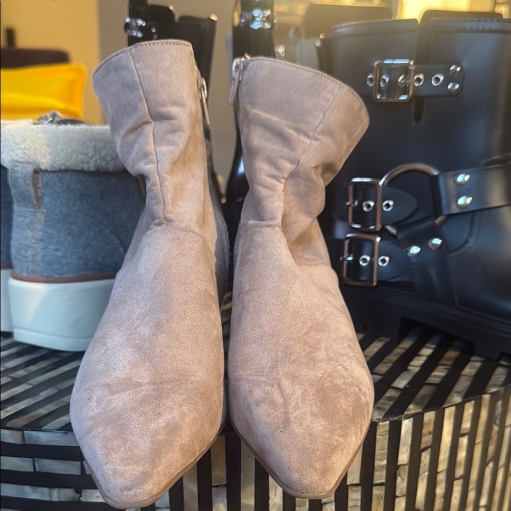 Suede Ankle Boots in Tan